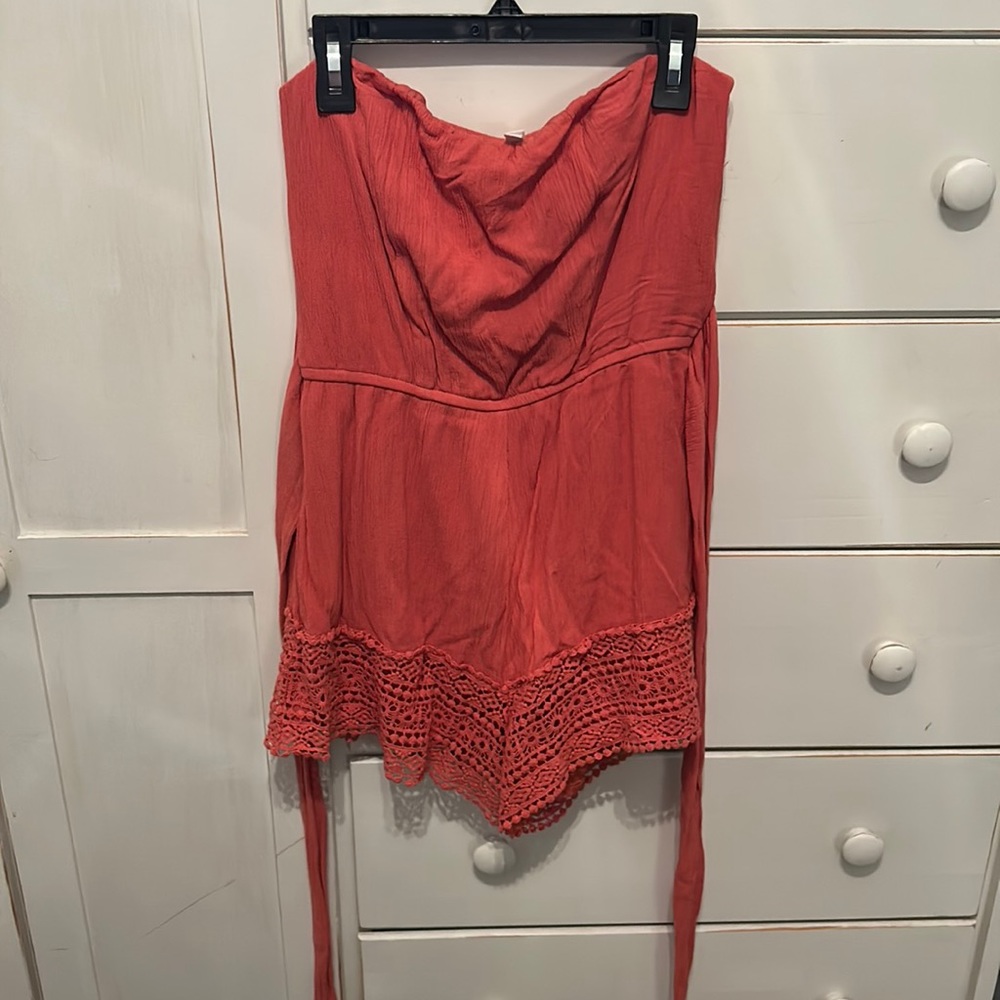 Orange Strapless Romper